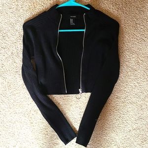 Forever 21 zip up crop sweater